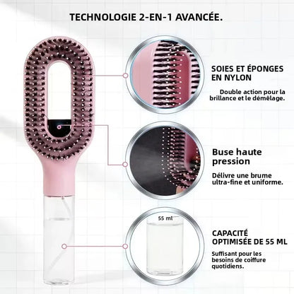Brosse à cheveux 2-en -1 / Spray